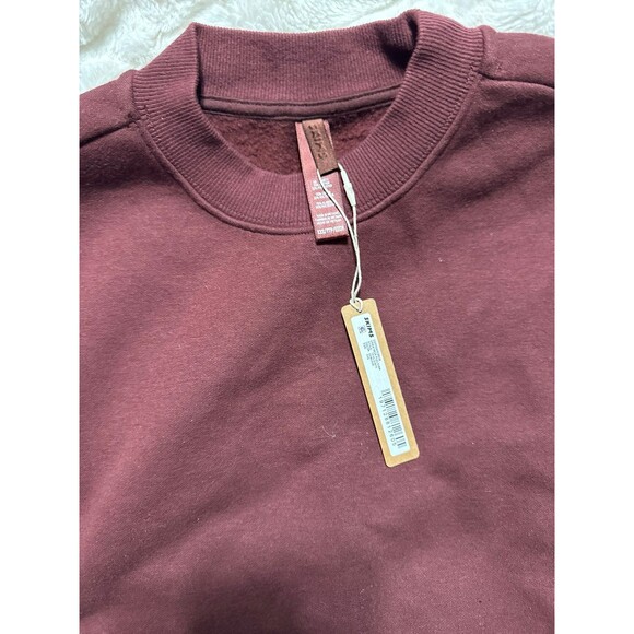 SKIMS Cotton Fleece Crew Oxblood NWT XXS - Picture 4 of 4